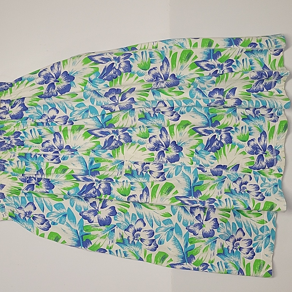 Women's Chaus Large Blue / Green & White Maxi Pullon Skirts With Pockets - Picture 2 of 5